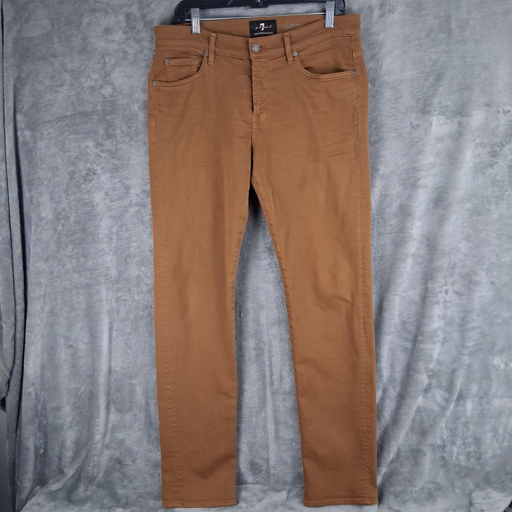7 For All Mankind Slimmy Jeans Tobacco Brown Mens 34x34